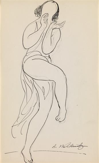 ABRAHAM WALKOWITZ Two pen and ink drawings of Isadora Duncan.